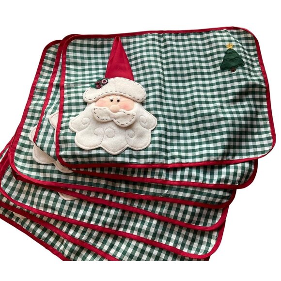 Collections Etc Set Lot Of 7 Christmas Santa Felt 3D Placemats and Napkins*Read - Picture 2 of 12